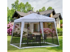 Cenador Y Quiosco|Cenador de jardín con mosquitera, estructura de metal, poliéster, (300x300x245 cm)