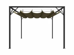 Cenador de jardín con techo retráctil gris taupe 3x3m 180 g/m² ES386734 Topo