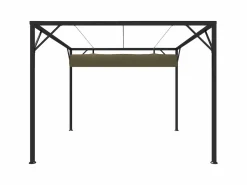 Cenador de jardín con techo retráctil gris taupe 3x3m 180 g/m² ES386734 Topo