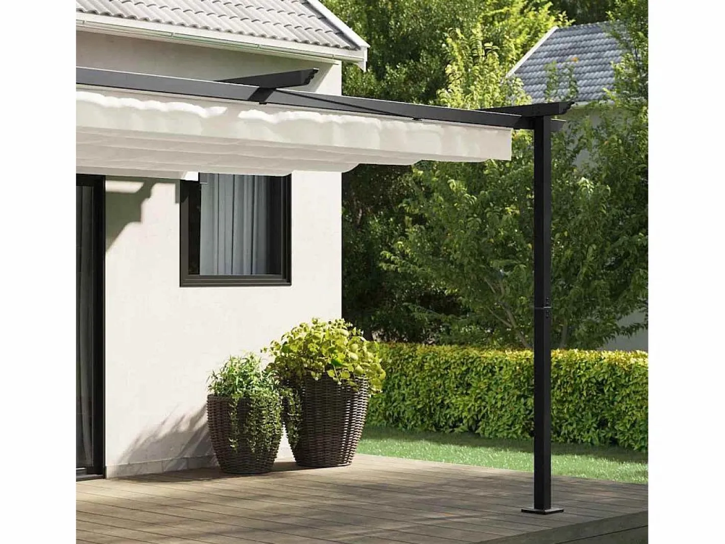 Pérgola|Cenador de pared de acero color