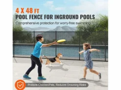 Cercados Y Ocultación|Cerca de Piscina SucceBuy, Cerca Removible de Seguridad Plegable, Barrera de Piscina Excavada, 1,21x14,63 m, 340 g/m², para Protección de Niños y Animales