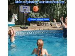 DripeX Cesta De Baloncesto|Cesta de baloncesto, altura ajustable 147-260 cm, con PC de pared posterior de 83x53 cm y base ampliada, 2 ruedas, para niños/adultos-86x83x260cm