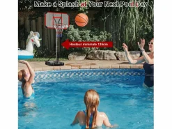 Cesta de baloncesto, altura ajustable 147-260 cm, con PC de pared posterior de 83x53 cm y base ampliada, 2 ruedas, para niños/adultos-86x83x260cm^DripeX Best