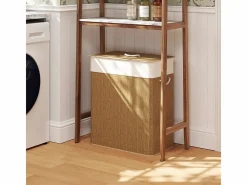 Cesta de bambú para la colada con tapa, bolsa extraíble y lavable, asas de cuerda, marrón (52 x 32 x 63 cm) Marru00f3n New