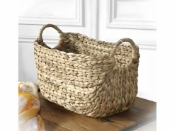 Calicosy Cesta de jacinto de agua con asas - 40 x 23 x 26 cm Color natural claro Outlet