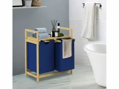 Cesta de lavandería de bambú Colector de lavandería cofre de lavandería cesta 2 bolsas de lavandería Clasificador de lavandería^ Discount