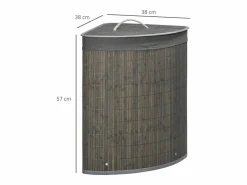 Cesta de lavandería de bambú con tapa y bolsa extraíble, 55 l, (38 x 38 x 57 cm)^ Sale