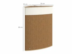 Cesta de lavandería de bambú con tapa, 55 l, diseño esquinero, con bolsa extraíble (35 x 35 x 60 cm)^ Sale