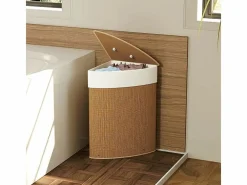 Cesta de lavandería de bambú con tapa, 55 l, diseño esquinero, con bolsa extraíble (35 x 35 x 60 cm)^ Sale