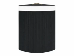Cesta de lavandería de esquina de bambú negra de 60 l^ Outlet