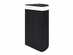 Cesta de lavandería de esquina de bambú negra de 60 l^ Outlet