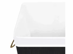 Cesta de lavandería de una sola sección de bambú Negro