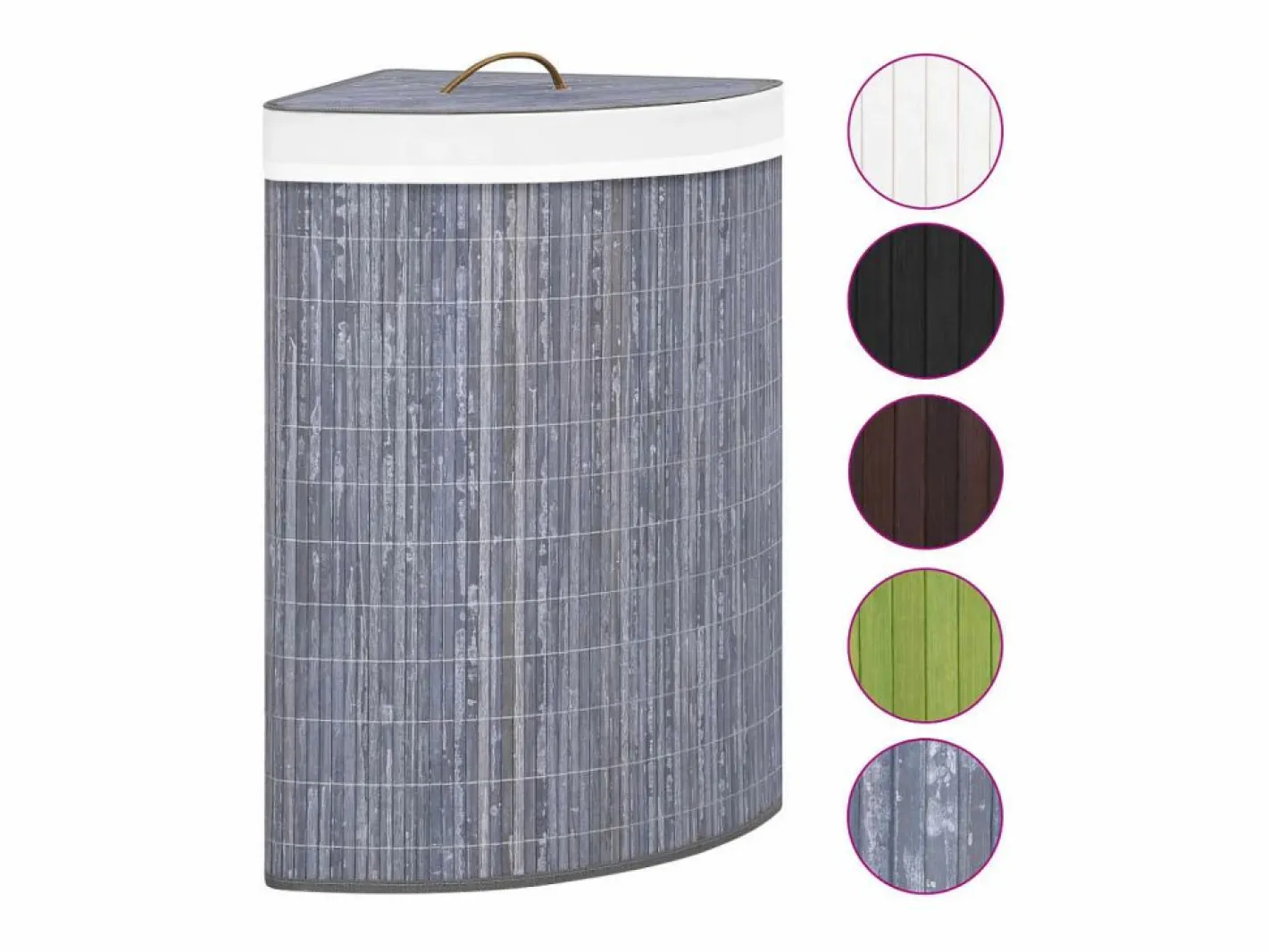 Cesto De Ropa|Cesta de lavandería esquinera de bambú 60 L