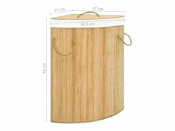 Cesta de lavandería esquinera de bambú de 60 L^ Discount
