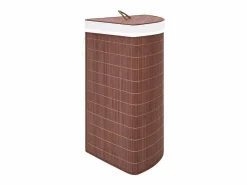Cesto De Ropa|Cesta de lavandería esquinera de bambú marrón 60 L