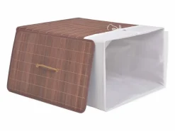 Cesta de lavandería rectangular de bambú marrón Marru00f3n Outlet