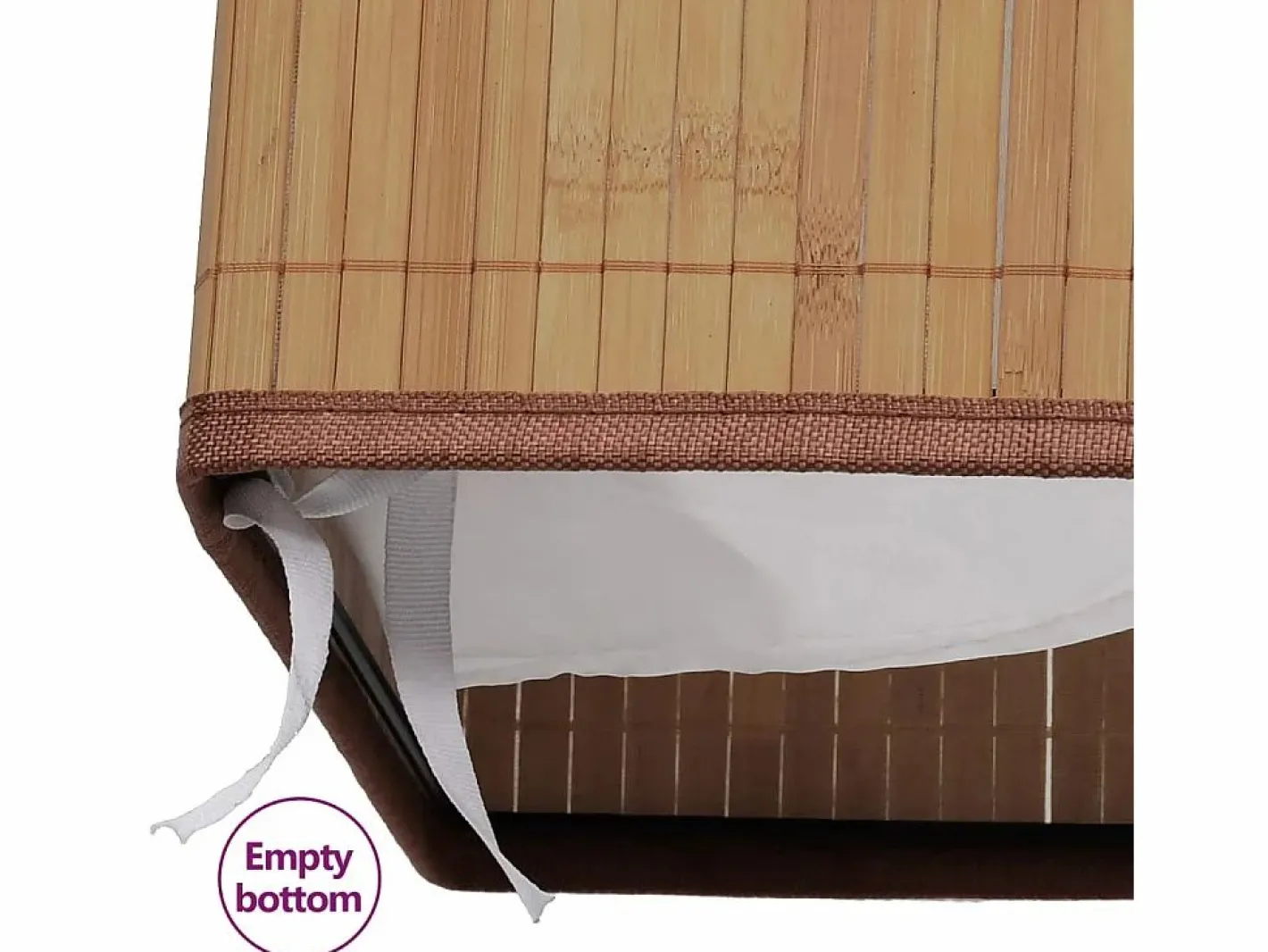 Cesto De Ropa|Cesta de lavandería rectangular de bambú natural