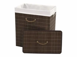 Cesta de lavandería rectangular de bambú marrón oscuro Marru00f3n New