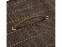 Cesta de lavandería rectangular de bambú marrón oscuro Marru00f3n New