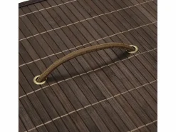 Cesta de lavandería rectangular de bambú marrón oscuro^ New