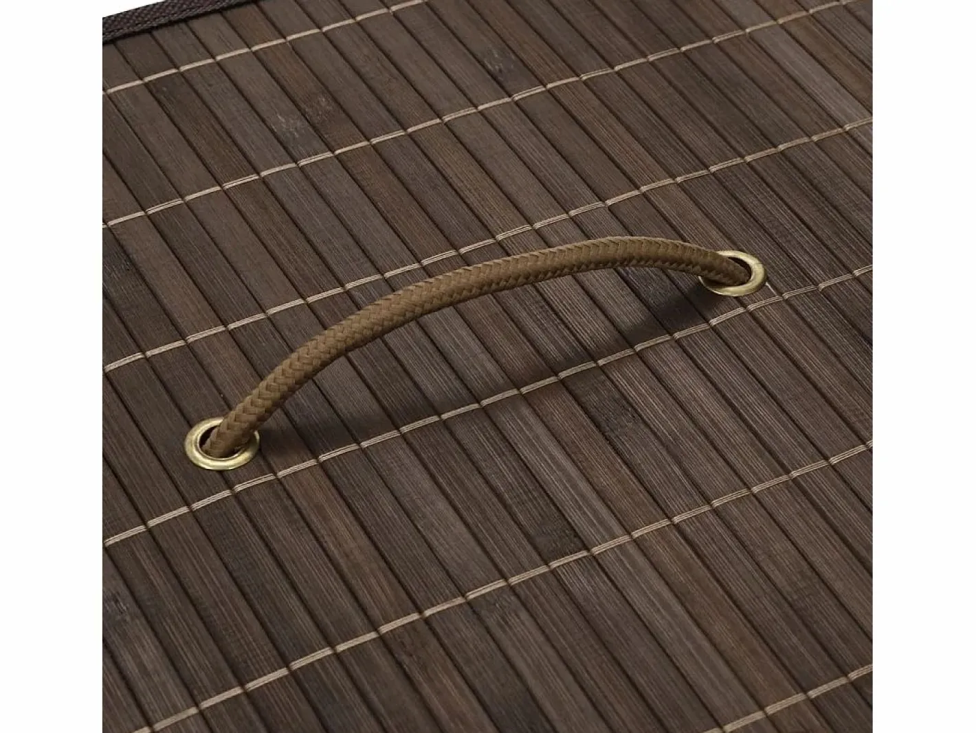 Cesta de lavandería rectangular de bambú marrón oscuro^ New