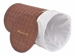 Cesta de lavandería redonda de bambú marrón^ New