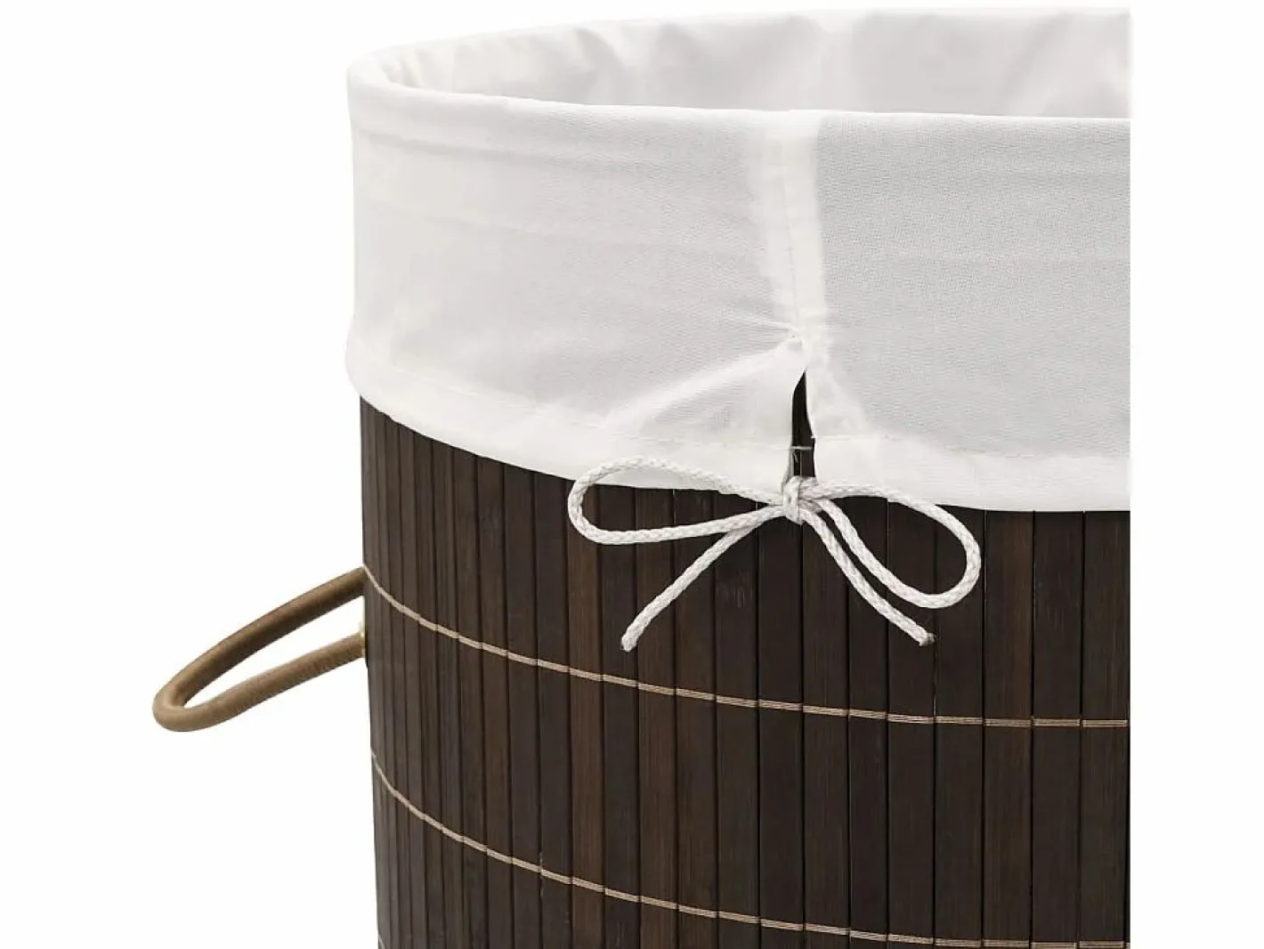 Cesto De Ropa|Cesta de lavandería redonda de bambú marrón oscuro