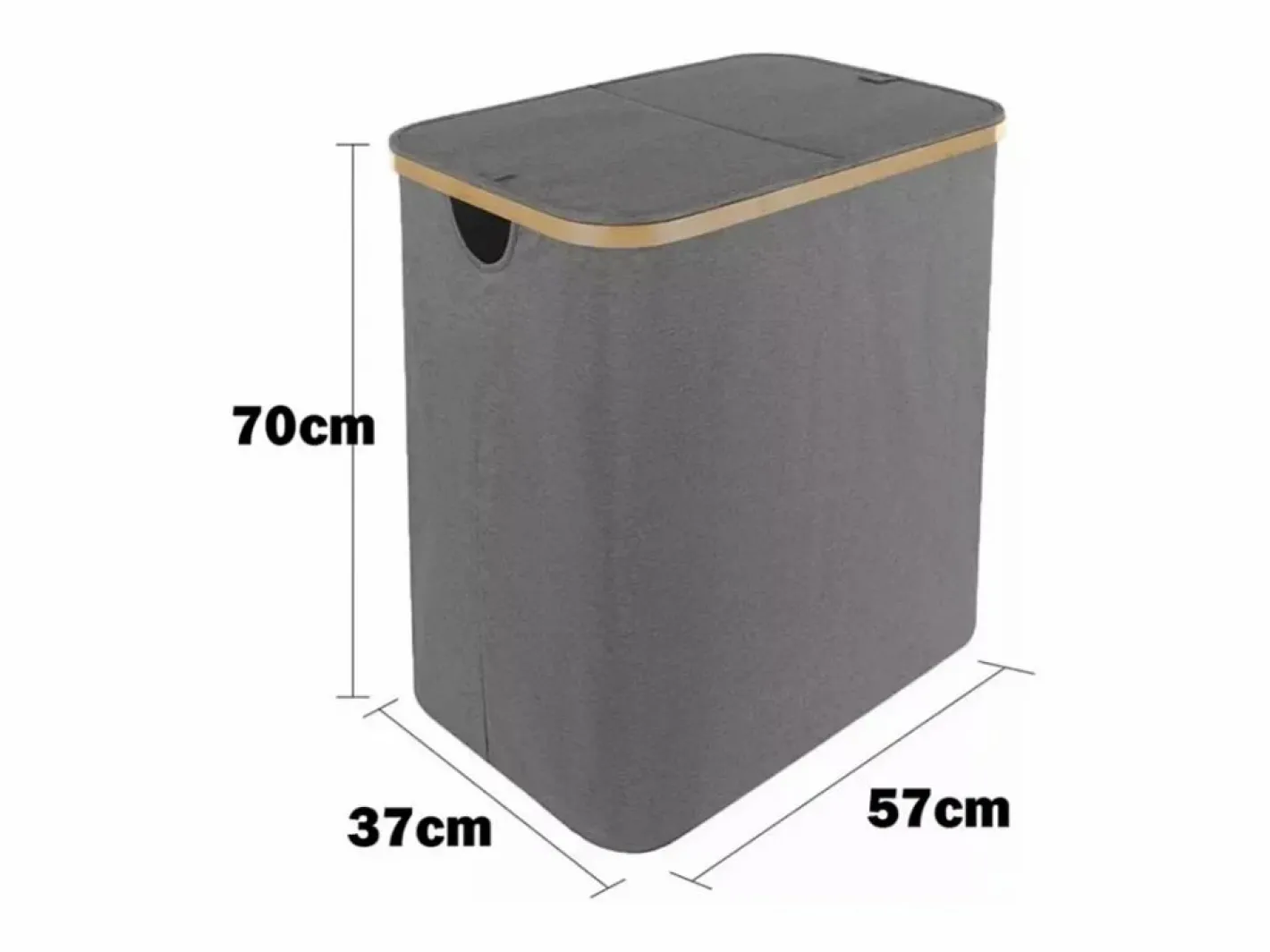 DripeX Cesto De Ropa|Accesorios De Cuarto De Baño|Cesta de lino plegable 150L, en tela , con 2 cubiertas y 2 bolsas interiores desmontables, 57x37x70cm