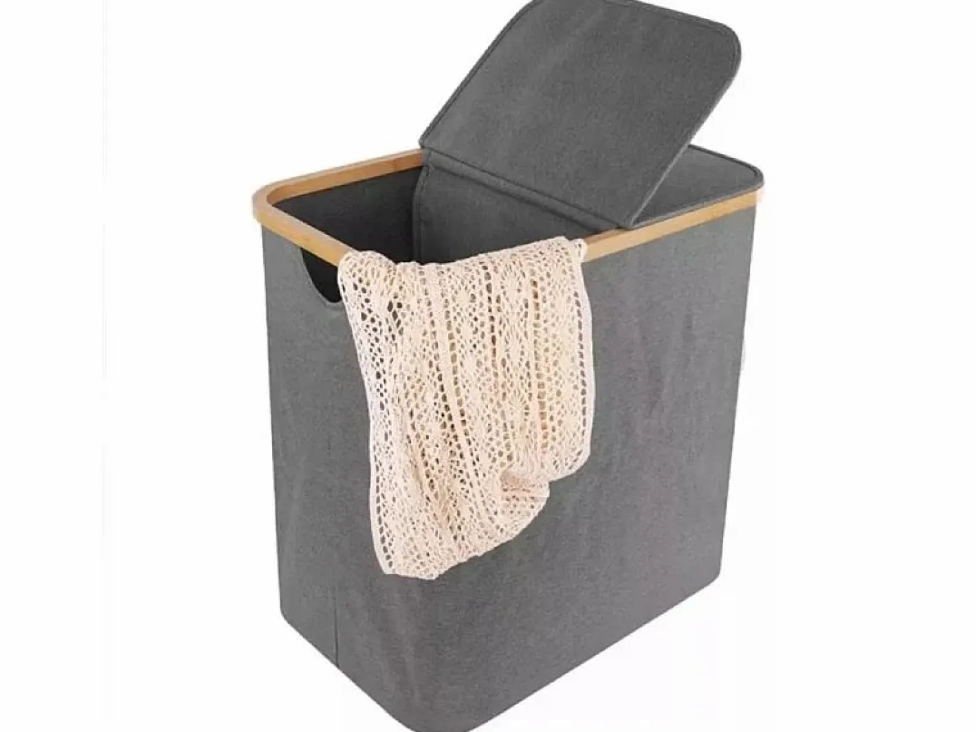 DripeX Cesto De Ropa|Accesorios De Cuarto De Baño|Cesta de lino plegable 150L, en tela , con 2 cubiertas y 2 bolsas interiores desmontables, 57x37x70cm