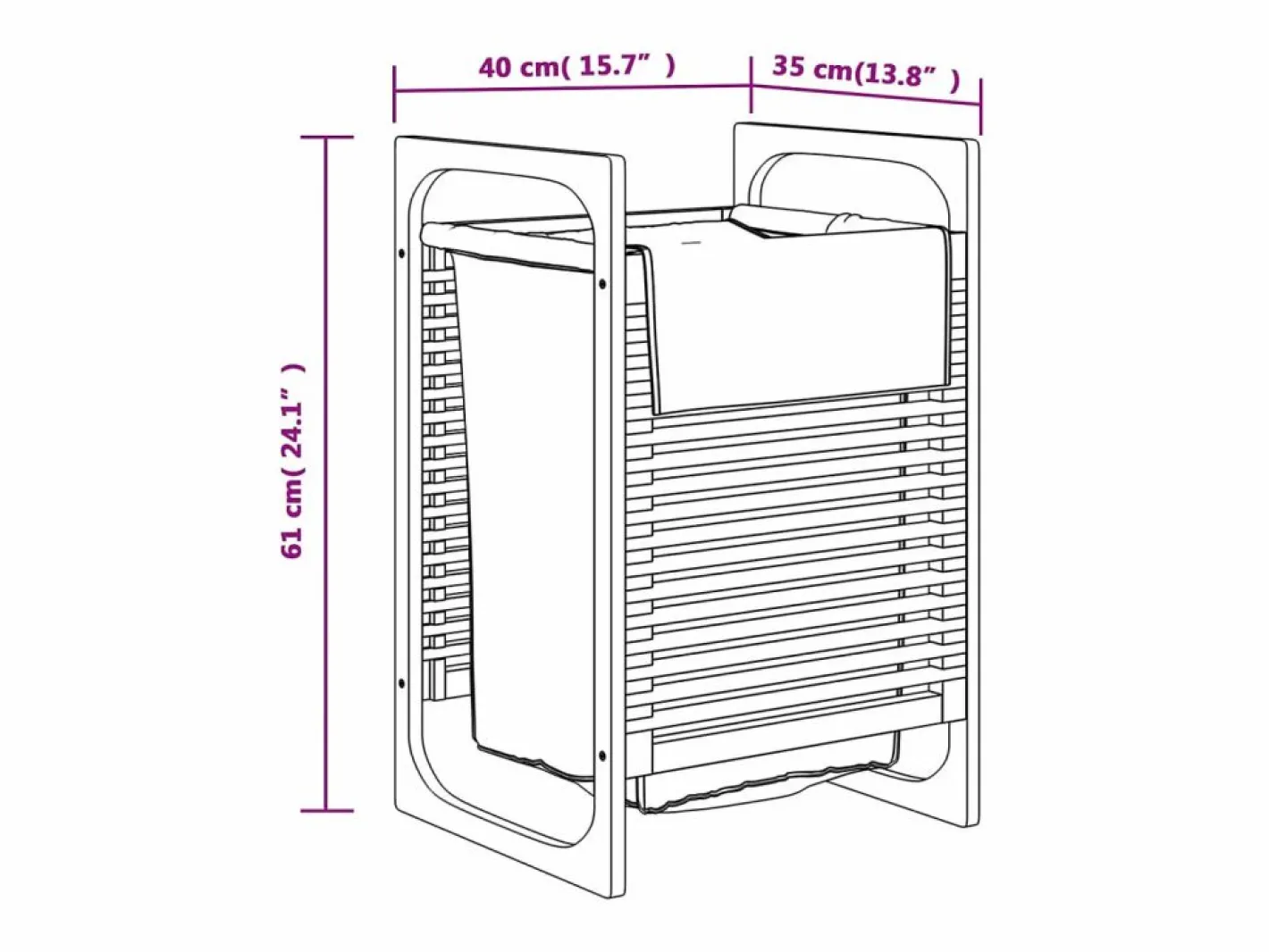 Cesta de ropa con bolsa 32x30x36,5 cm bambú^ Clearance