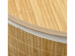 Cesto De Ropa|Cesta de ropa de bambú con tapa y bolsa extraíble, madera natural y blanco (38 x 38 x 57 cm)