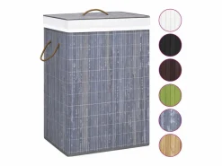 Cesta de ropa de una sola sección de bambú Gris Hot
