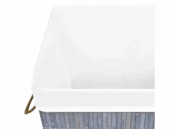 Cesta de ropa de una sola sección de bambú Gris Hot