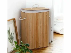 Cesta de ropa rectangular de bambú 70L - H60 cm^Calicosy Best