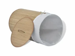 Cesto De Ropa|Cesta de ropa redonda de bambú natural