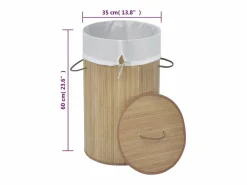 Cesto De Ropa|Cesta de ropa redonda de bambú natural