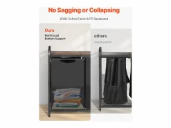 Cesta de Ropa Sucia SucceBuy Cesto para la Ropa Sucia de 2 Compartimentos, Organizador con Bolsas Extraíbles de Tela, Estructura Metálica y Tapa de Madera Negro Hot