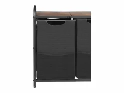 Cesta de Ropa Sucia SucceBuy Cesto para la Ropa Sucia de 2 Compartimentos, Organizador con Bolsas Extraíbles de Tela, Estructura Metálica y Tapa de Madera Negro Hot