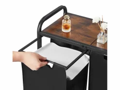 Cesta de Ropa Sucia SucceBuy Cesto para la Ropa Sucia de 2 Compartimentos, Organizador con Bolsas Extraíbles de Tela, Estructura Metálica y Tapa de Madera Negro Hot