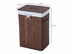 Cesto De Ropa|Cesta para la colada con tapa y capacidad de 72 l, de bambú y tela, color marrón (40 x 30 x 60 cm)