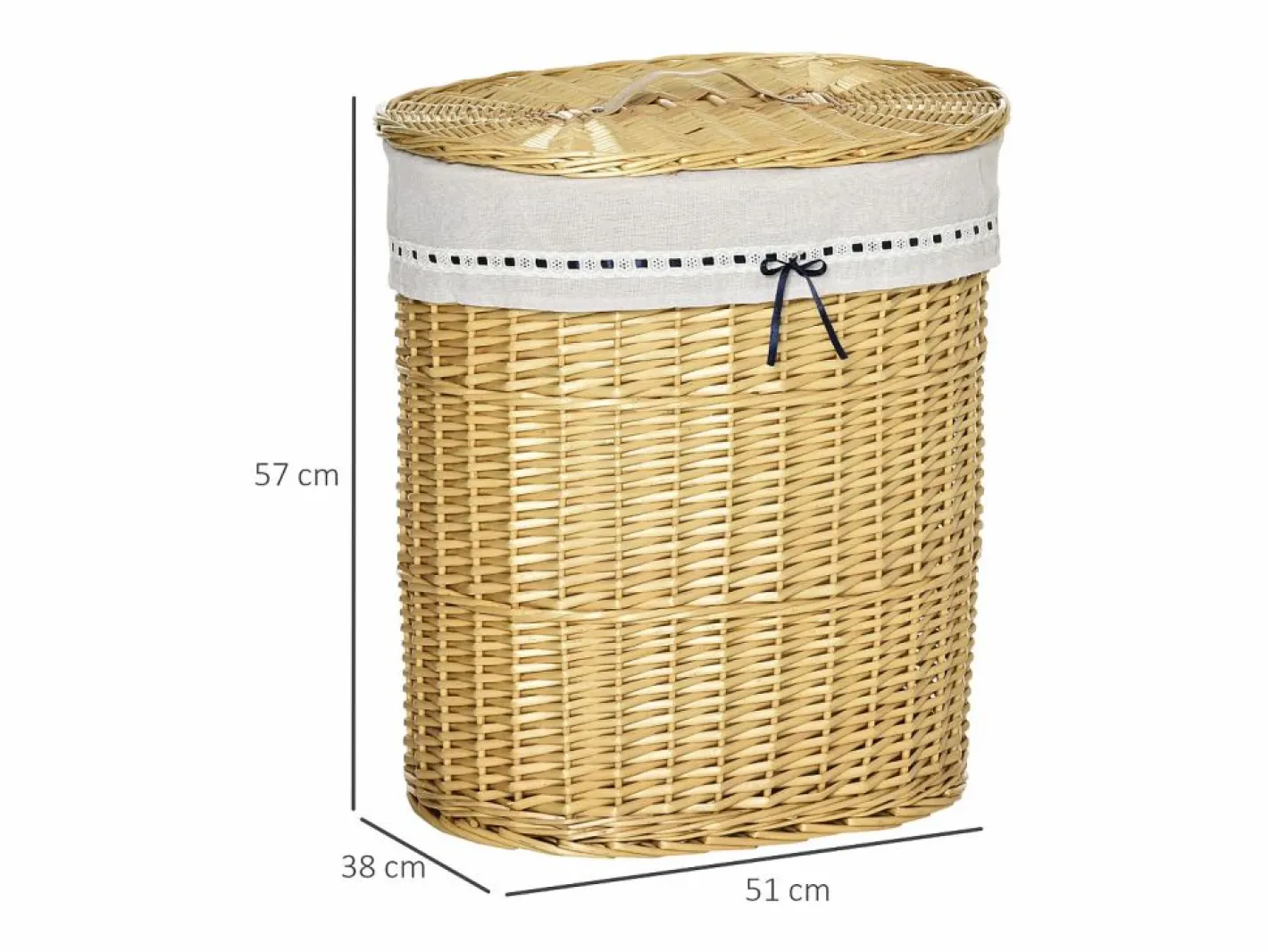 Cesta para la colada con tapa, mimbre natural, 100 l de capacidad, ideal para dormitorio y baño (51 x 38 x 57 cm)^ Best