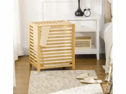 Cesta para la colada de 55 l con bolsa extraíble, bambú, natural (50 x 36 x 60 cm)^ Hot