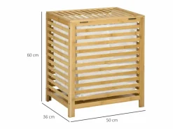 Cesta para la colada de 55 l con bolsa extraíble, bambú, natural (50 x 36 x 60 cm)^ Hot