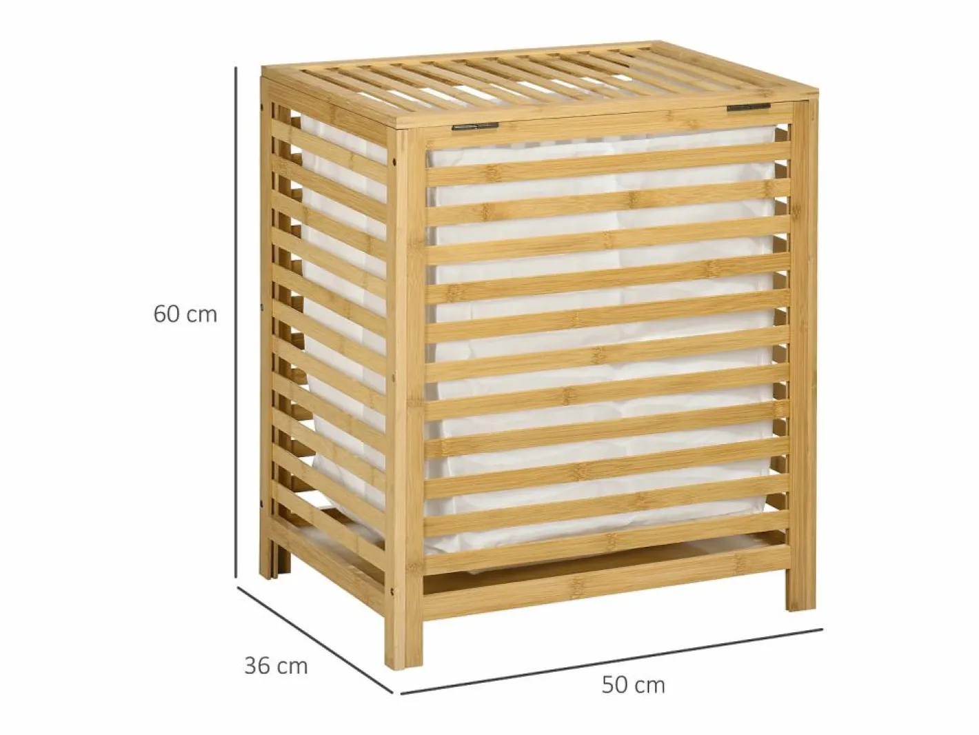 Cesta para la colada de 55 l con bolsa extraíble, bambú, natural (50 x 36 x 60 cm)^ Hot