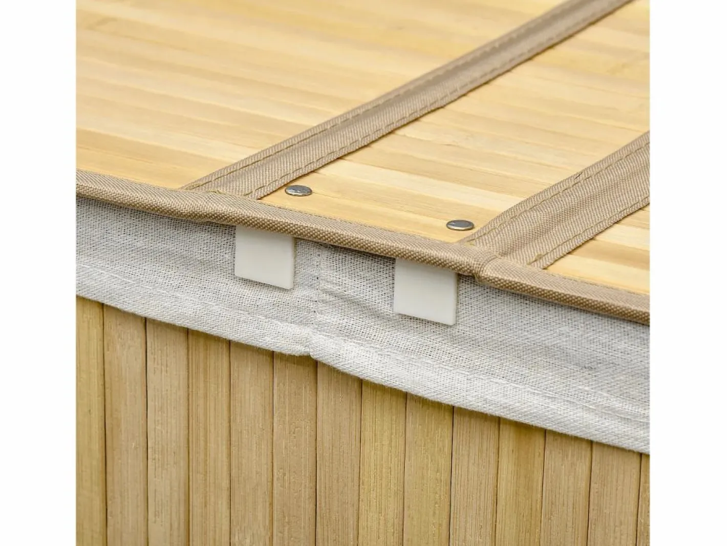 Cesta para la ropa con tapa, 2 compartimentos extraíbles, bambú natural, organizada y ventilada (62,5 x 37 x 60,5 cm) Marru00f3n