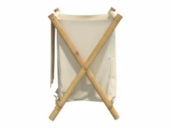 Cesto De Ropa|Cesta para la ropa sucia de bambú color blanco crema 45x55x63,5 cm