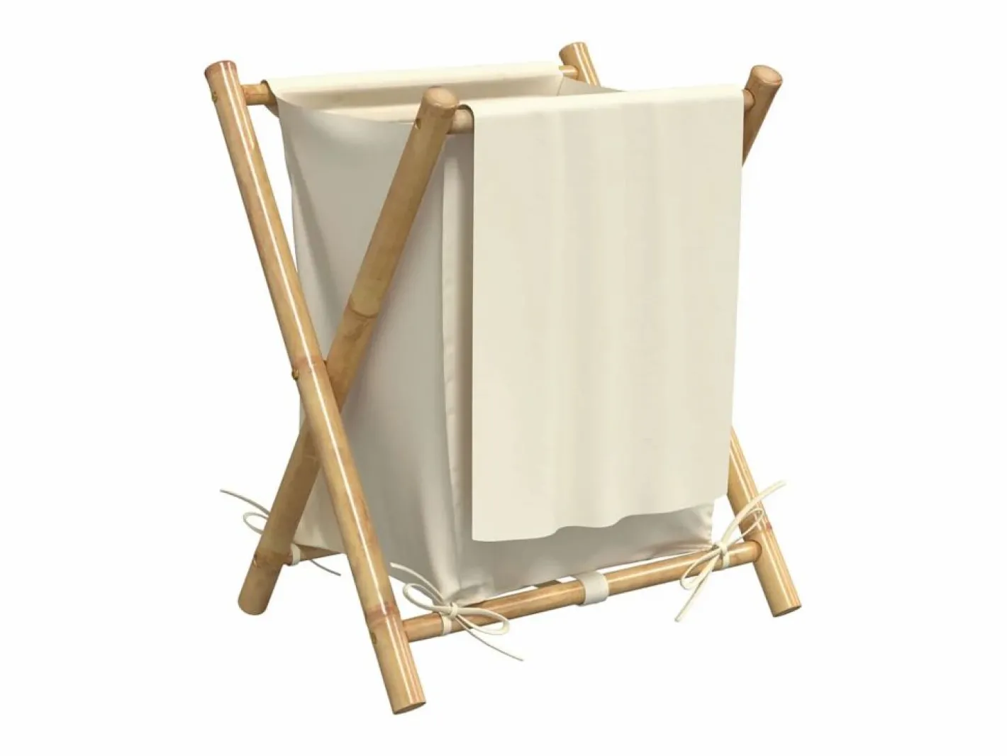 Cesto De Ropa|Cesta para la ropa sucia de bambú color blanco crema 45x55x63,5 cm