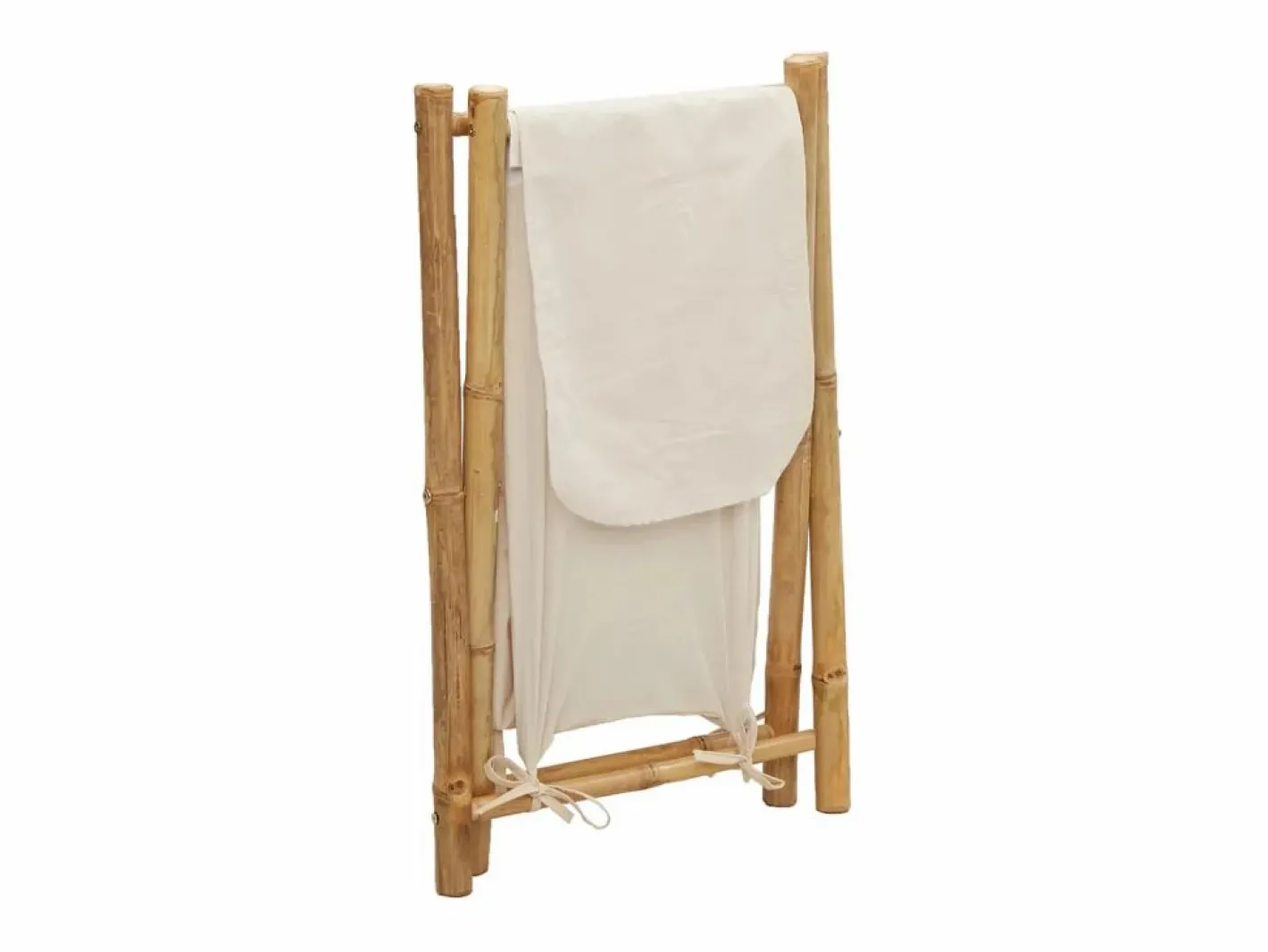 Cesto De Ropa|Cesta para la ropa sucia de bambú color blanco crema 45x55x63,5 cm