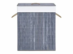 Cesta para la ropa sucia con 2 compartimentos, bambú , 100 L Gris Outlet
