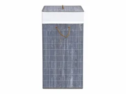 Cesta para la ropa sucia con 2 compartimentos, bambú , 100 L Gris Outlet